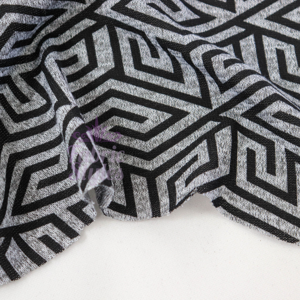 Black Geometric Loungewear Fabric