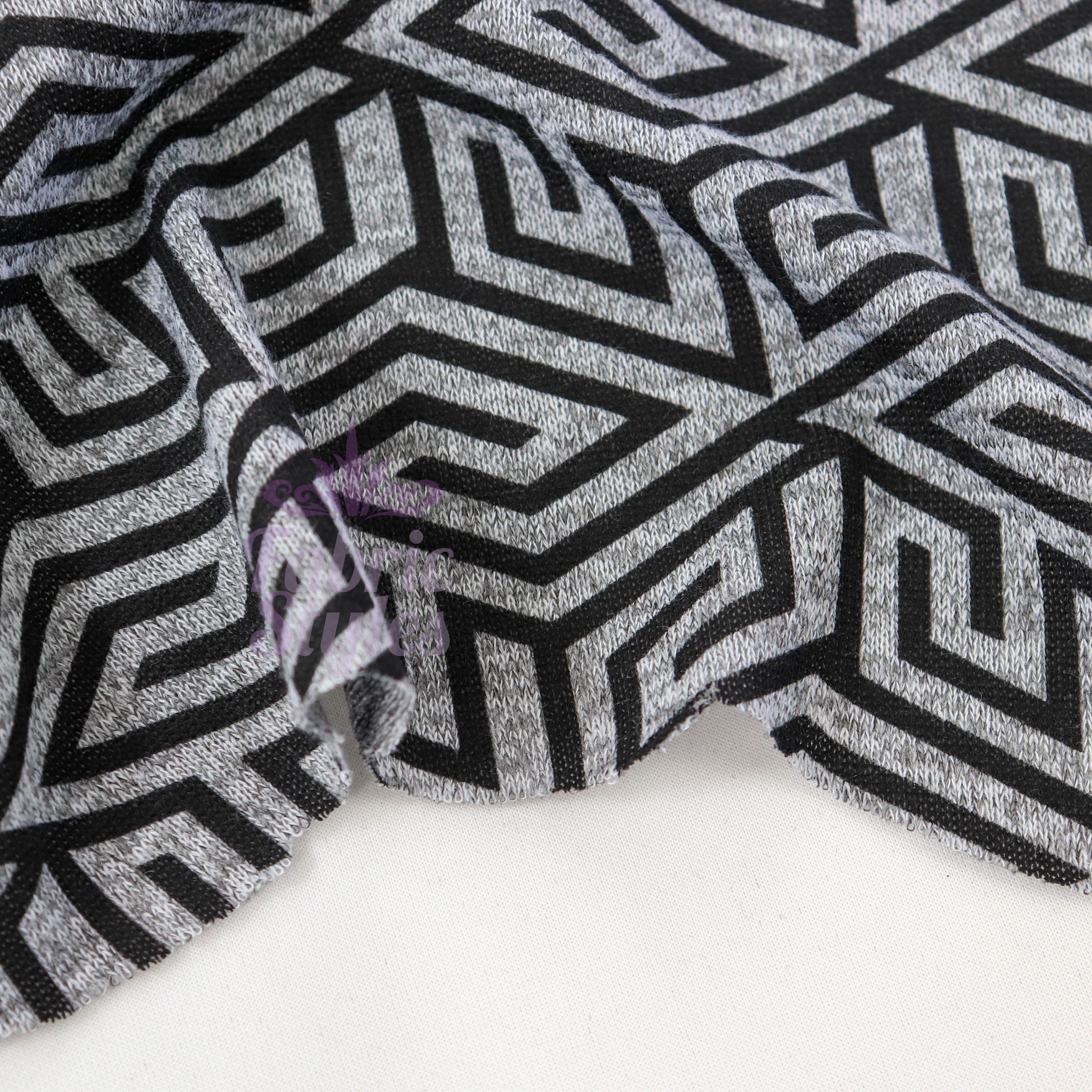 Black Geometric Loungewear Fabric