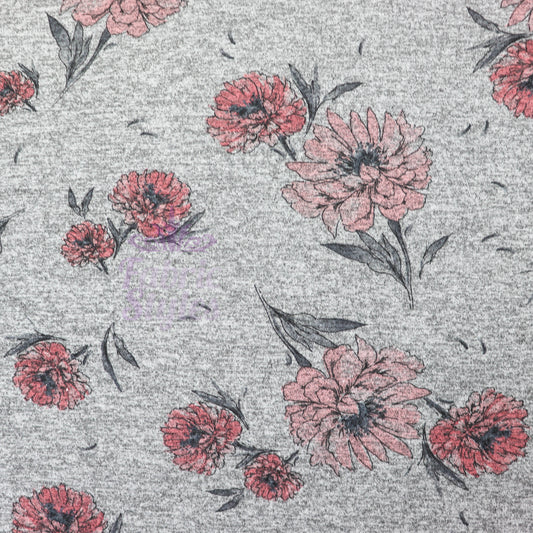 Red Pink Floral Loungewear Fabric