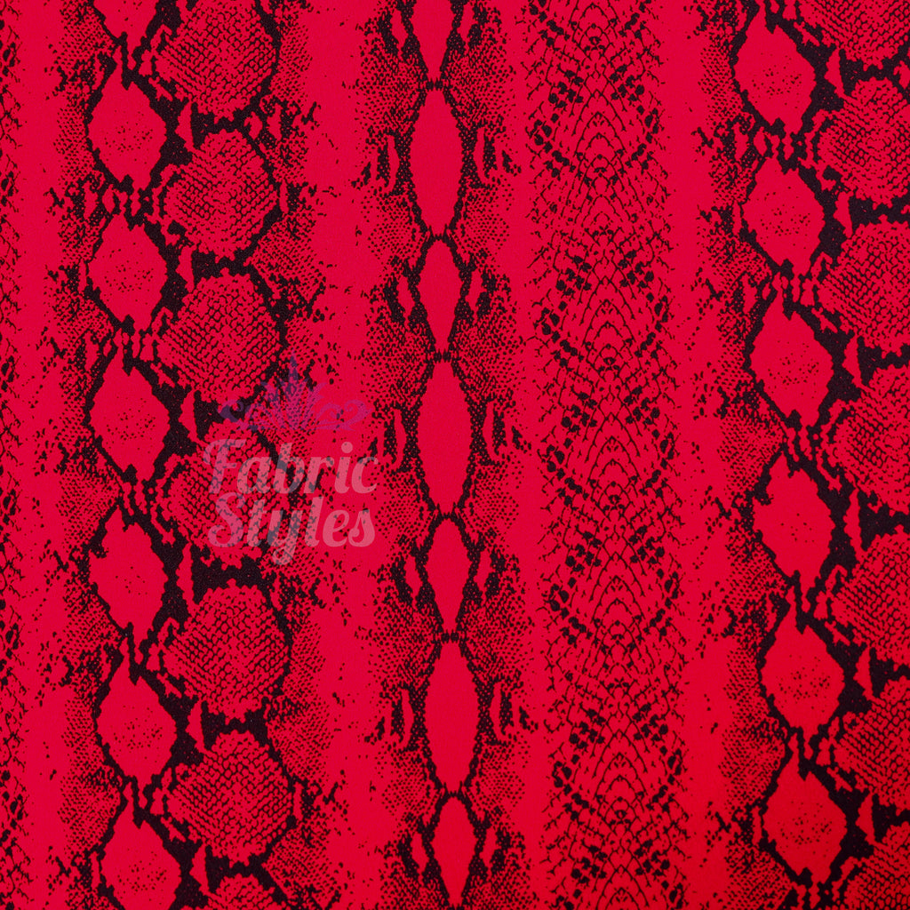 Red Snake Animal Scuba Crepe Fabric