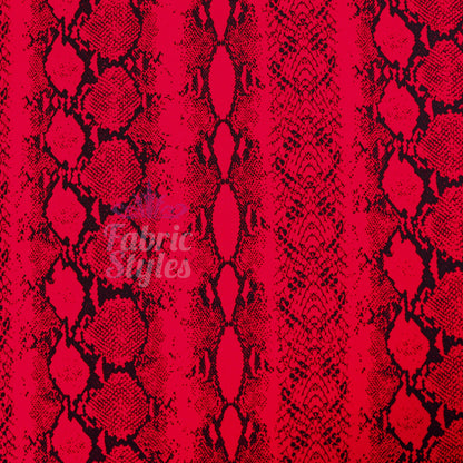 Red Snake Animal Scuba Crepe Fabric