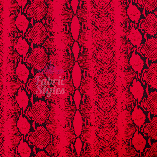 Red Snake Animal Scuba Crepe Fabric