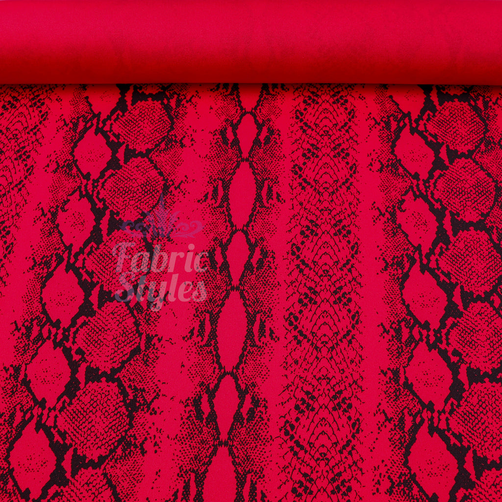 Red Snake Animal Scuba Crepe Fabric