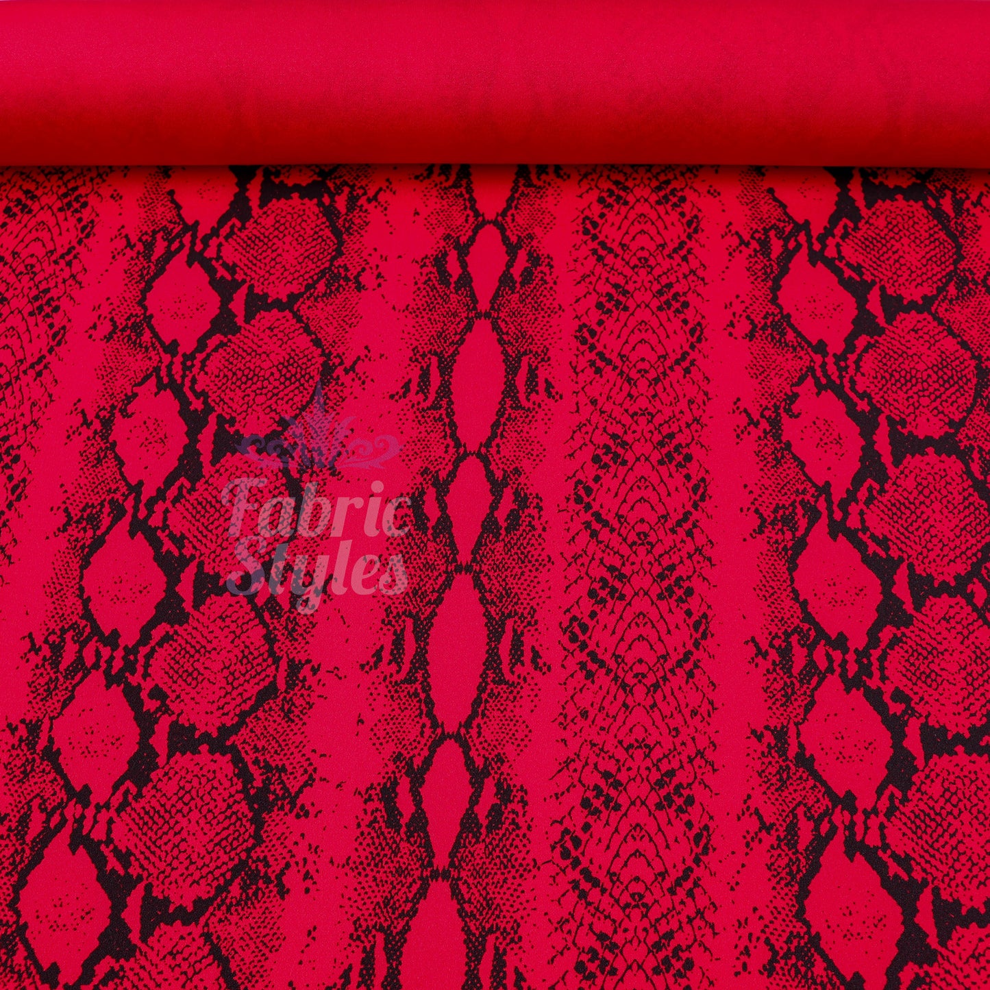 Red Snake Animal Scuba Crepe Fabric