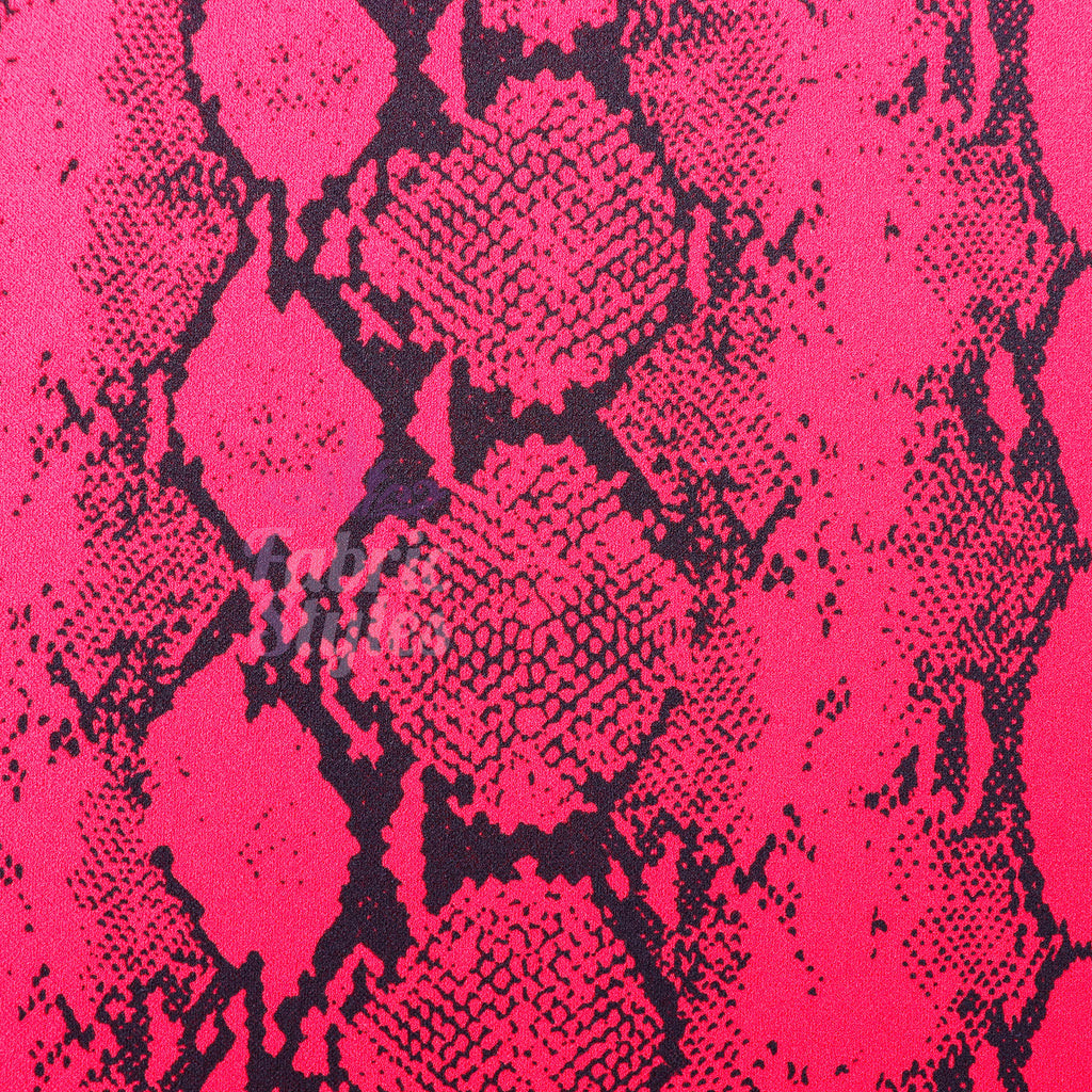 Red Snake Animal Scuba Crepe Fabric