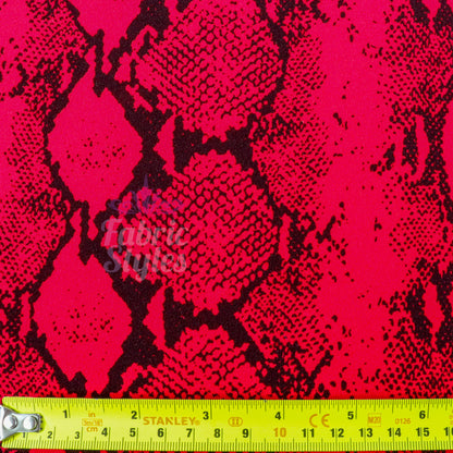 Red Snake Animal Scuba Crepe Fabric