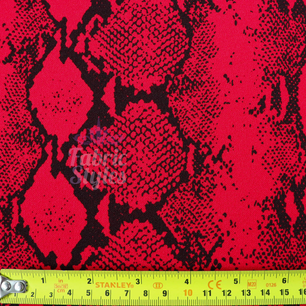 Red Snake Animal Scuba Crepe Fabric