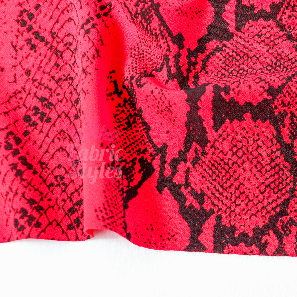 Red Snake Animal Scuba Crepe Fabric