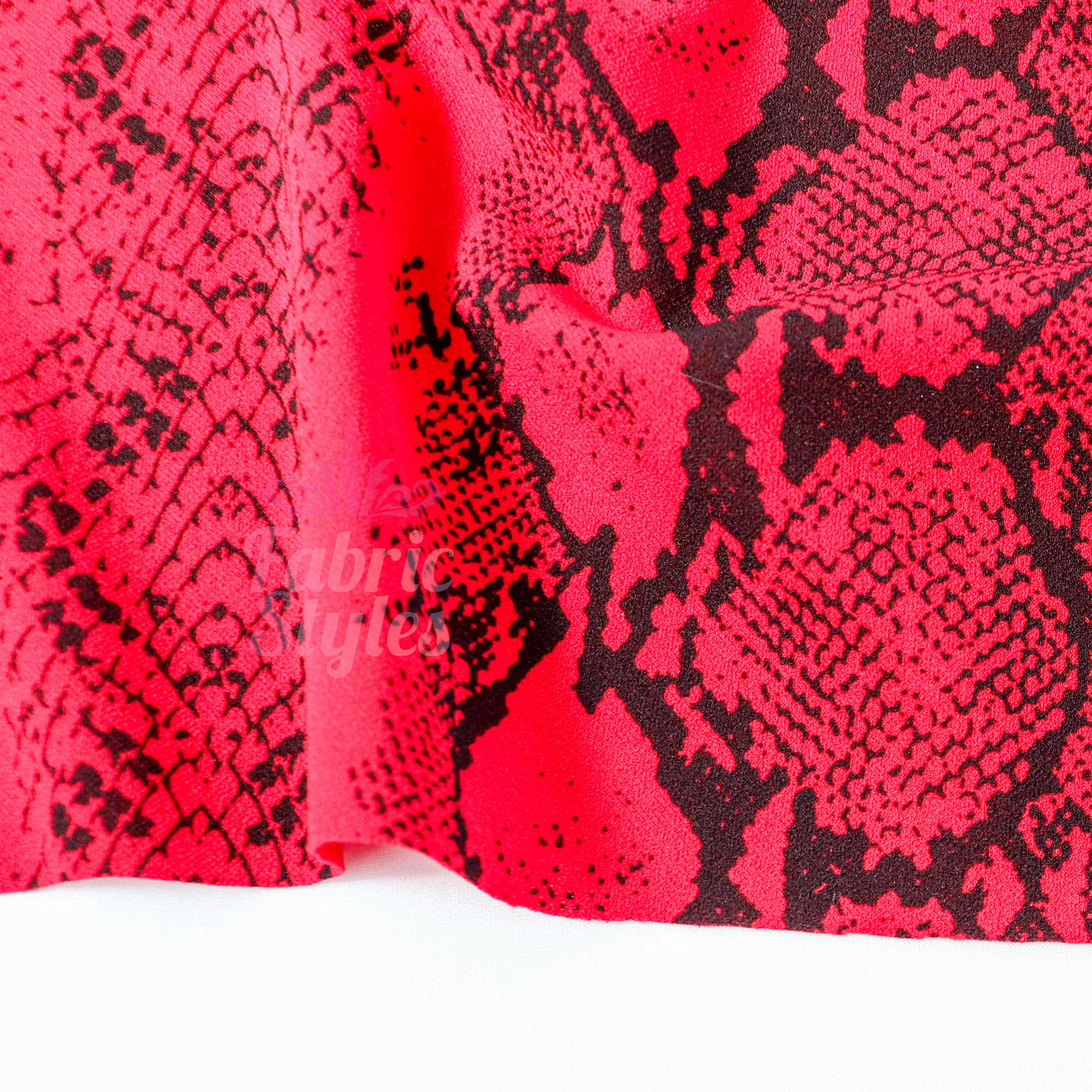 Red Snake Animal Scuba Crepe Fabric