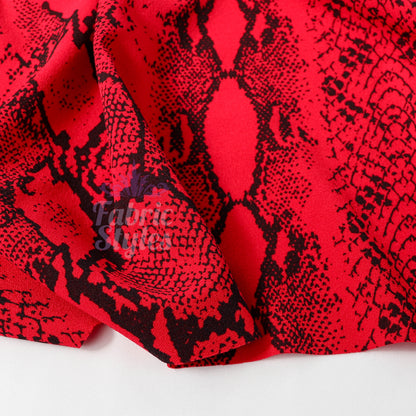 Red Snake Animal Scuba Crepe Fabric