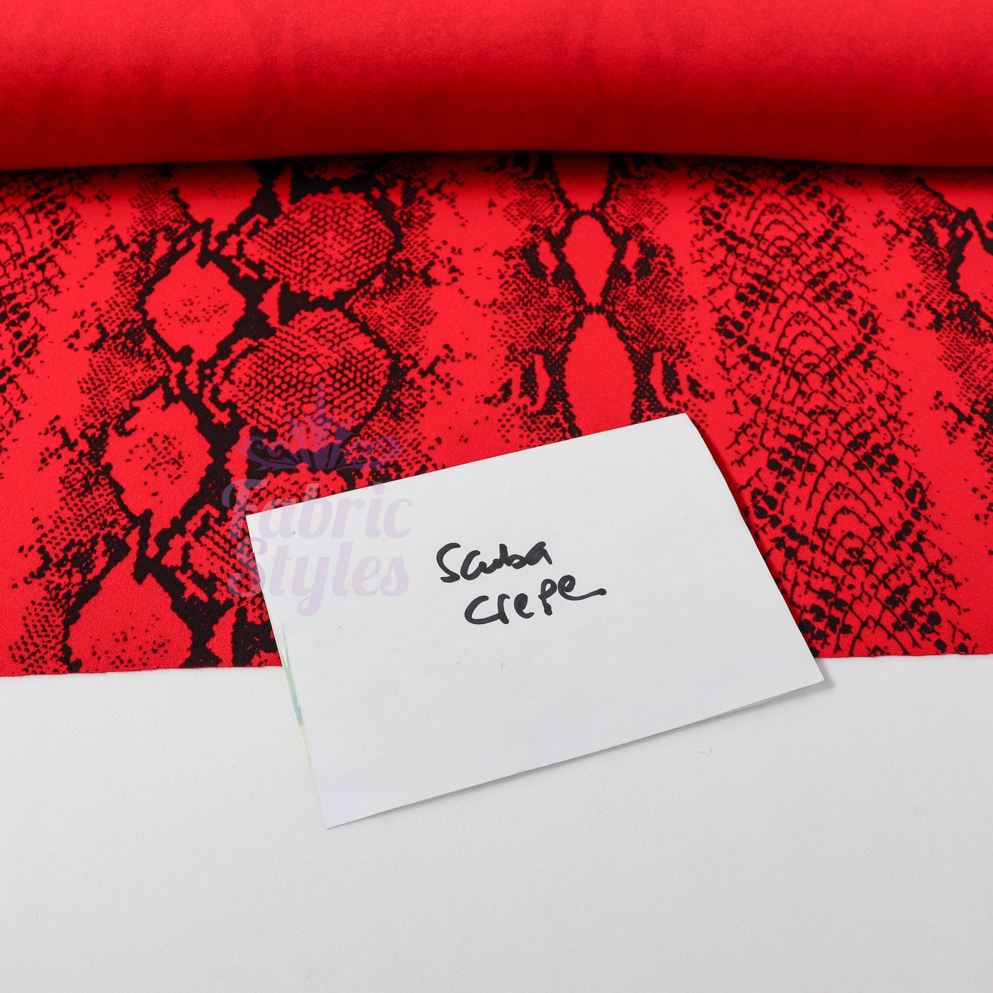 Red Snake Animal Scuba Crepe Fabric
