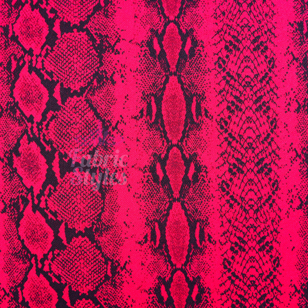 Red Snakeskin Print High Stretch Crepe Fabric