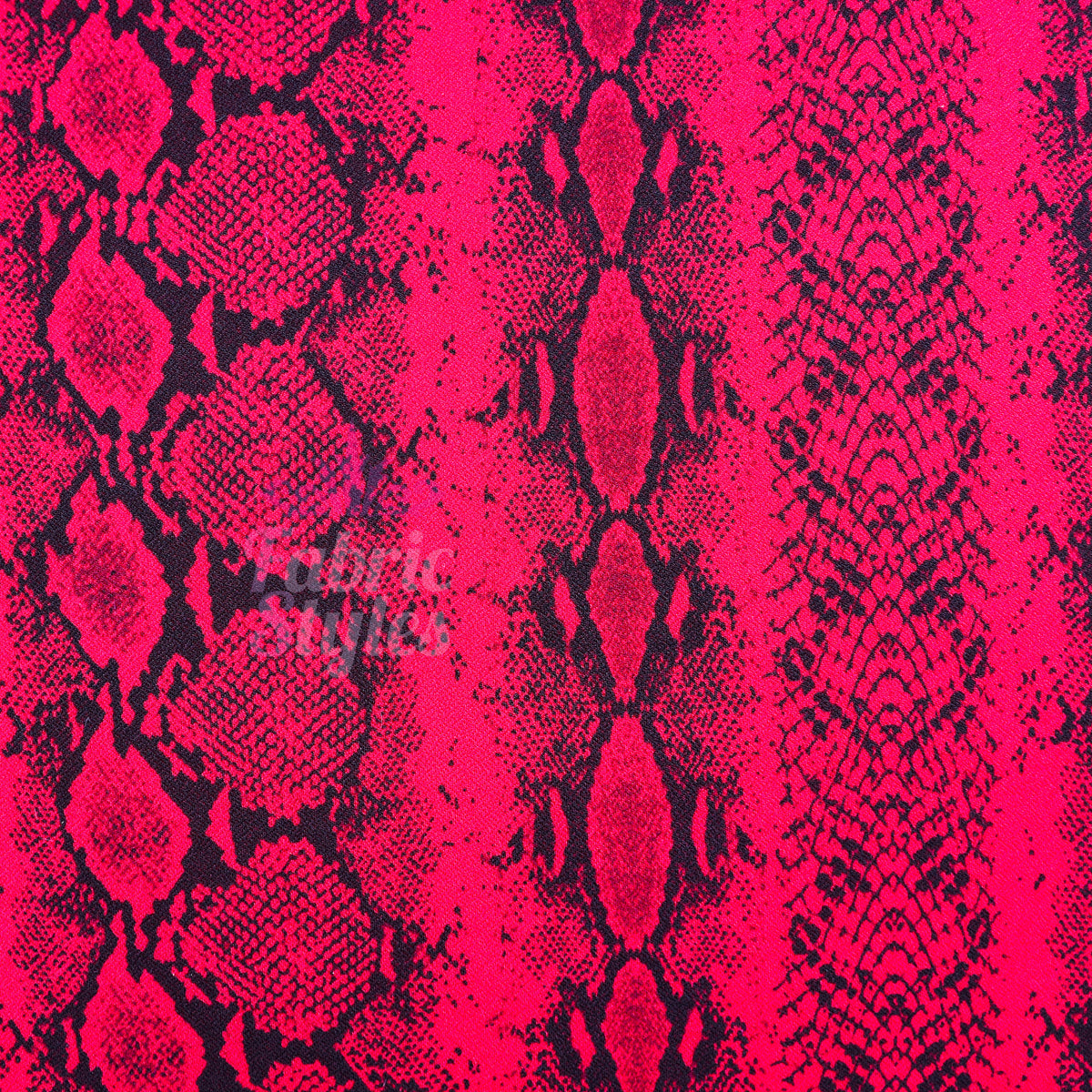 Red Snakeskin Print High Stretch Crepe Fabric