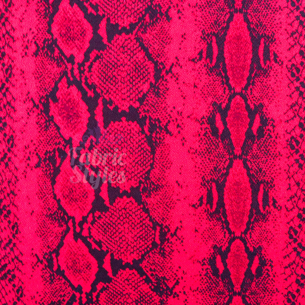 Red Snakeskin Print High Stretch Crepe Fabric