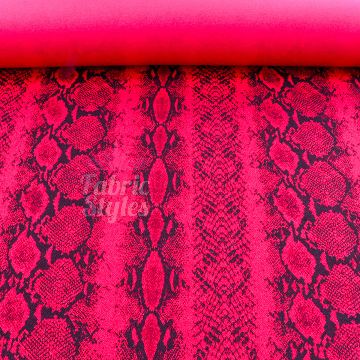 Red Snakeskin Print High Stretch Crepe Fabric