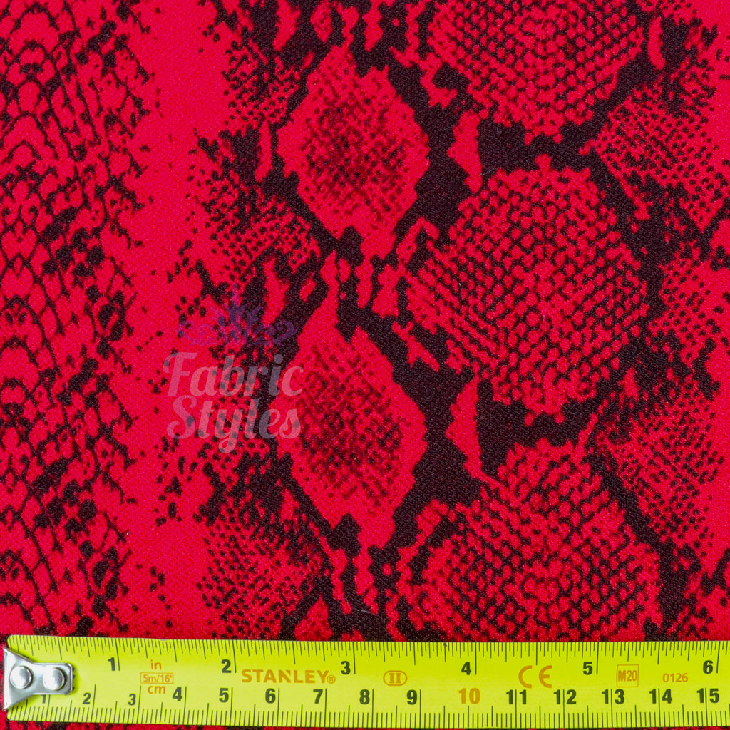 Red Snakeskin Print High Stretch Crepe Fabric