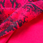 Red Snakeskin Print High Stretch Crepe Fabric