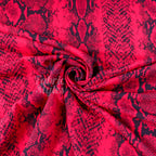 Red Snakeskin Print High Stretch Crepe Fabric