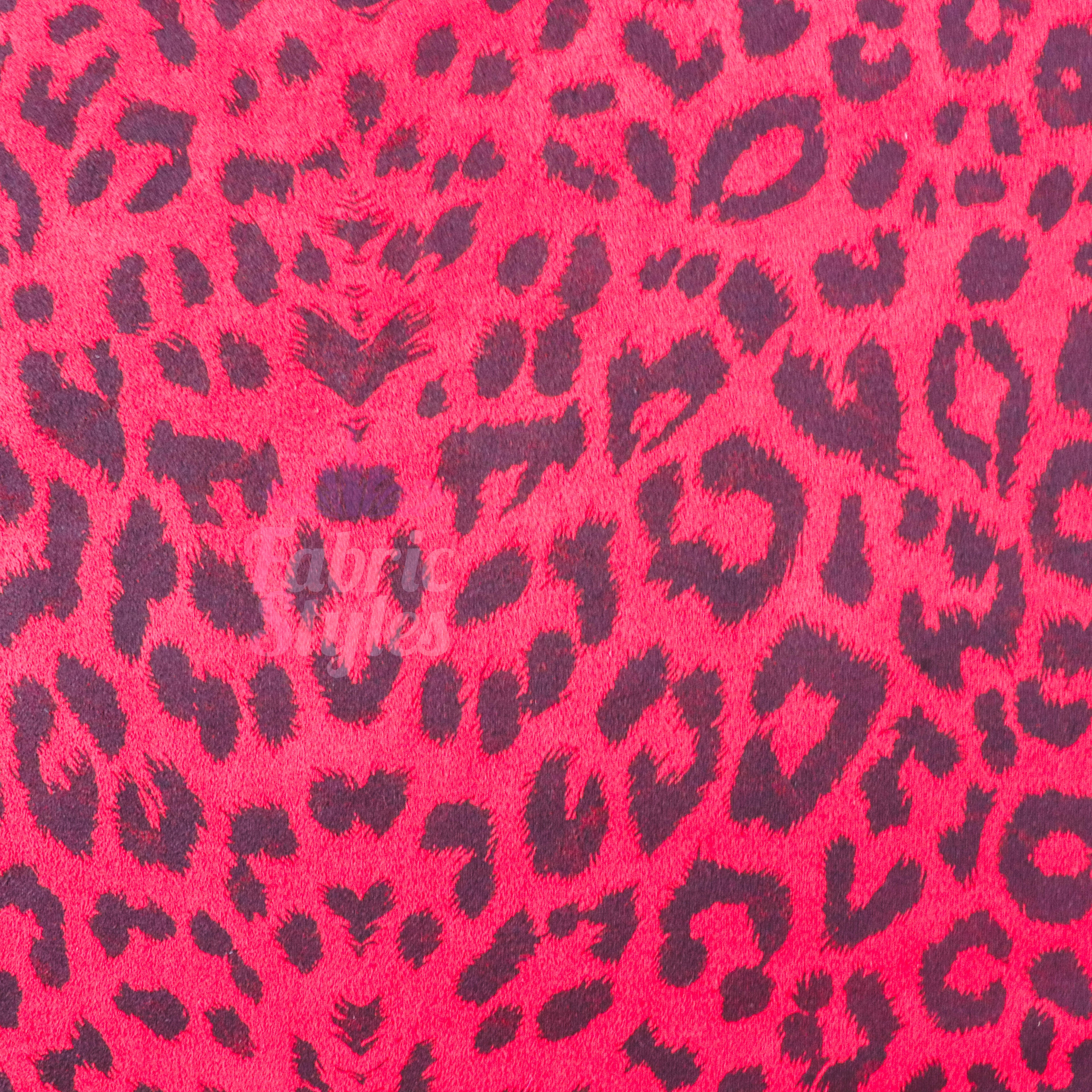Red Leopard Animal Scuba Suede Fabric