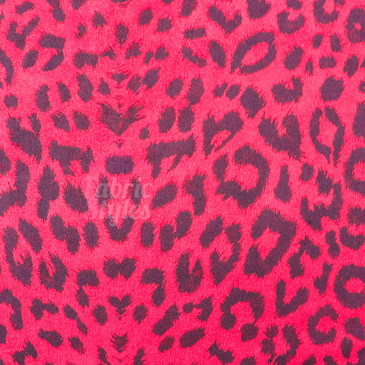 Red Leopard Animal Scuba Suede Fabric