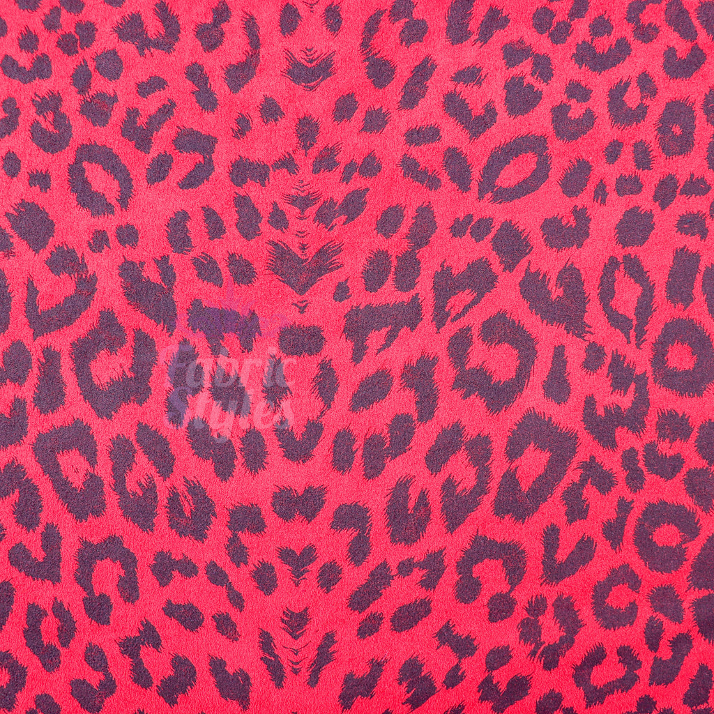 Red Leopard Animal Scuba Suede Fabric