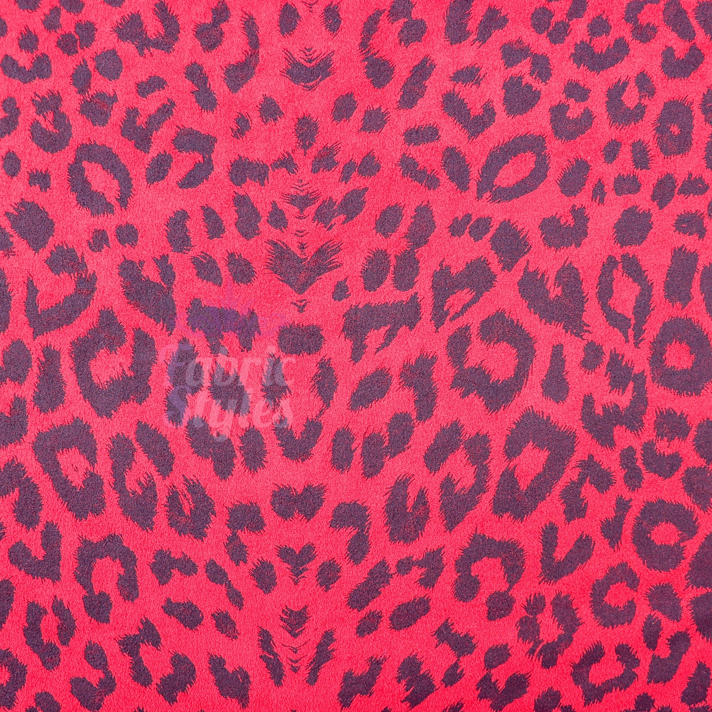 Red Leopard Animal Scuba Suede Fabric