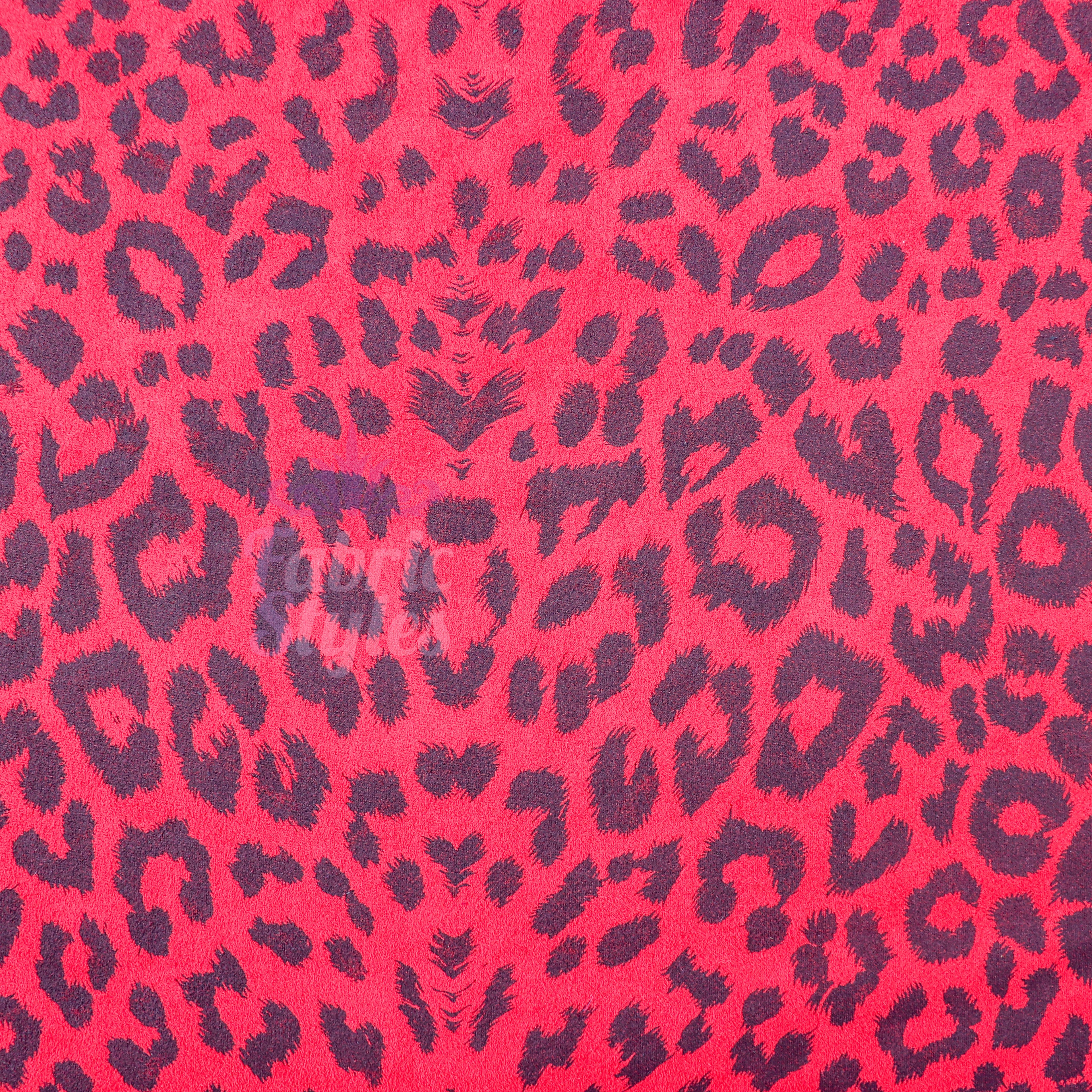 Red Leopard Animal Scuba Suede Fabric