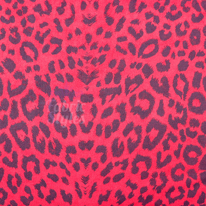 Red Leopard Animal Scuba Suede Fabric