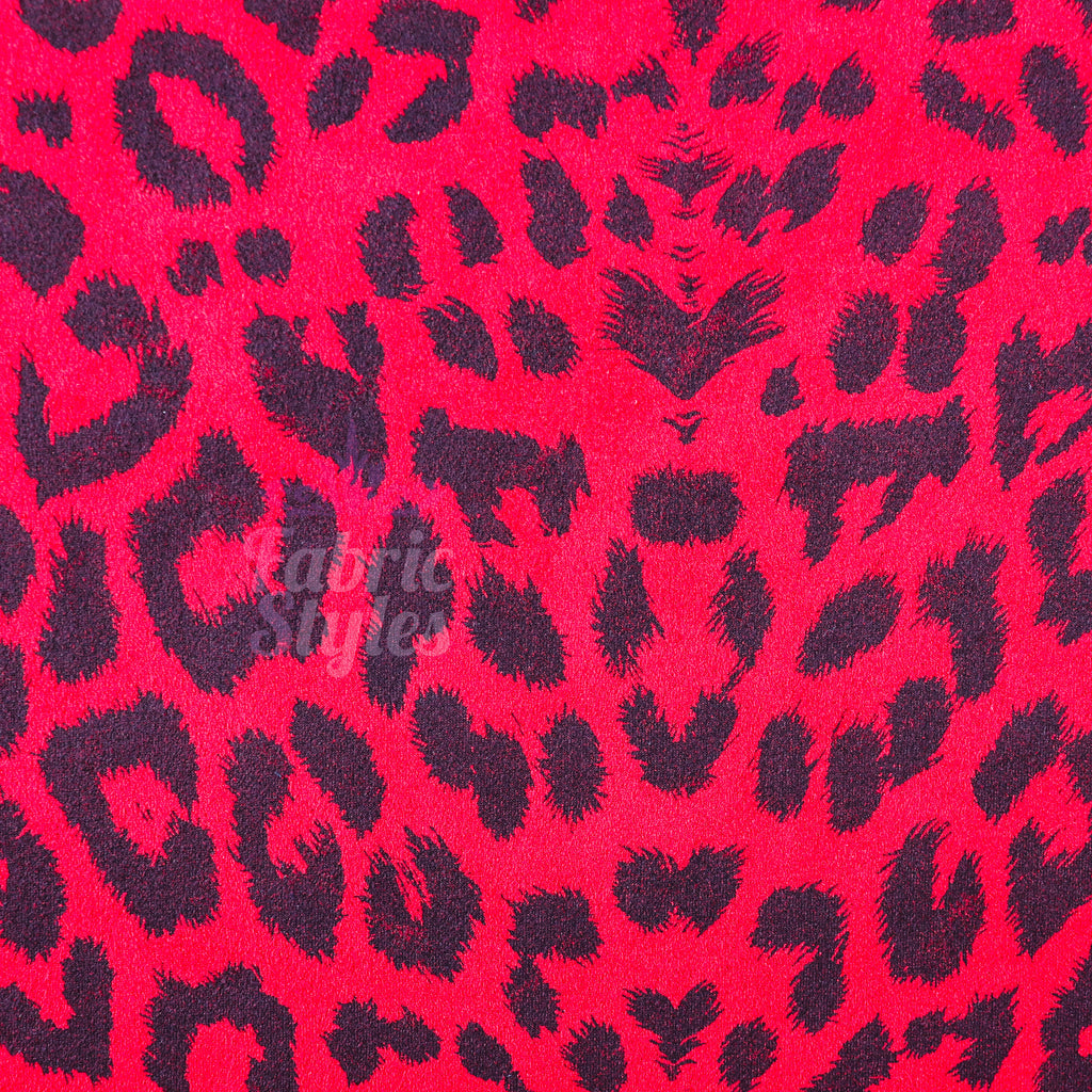 Red Leopard Animal Scuba Suede Fabric