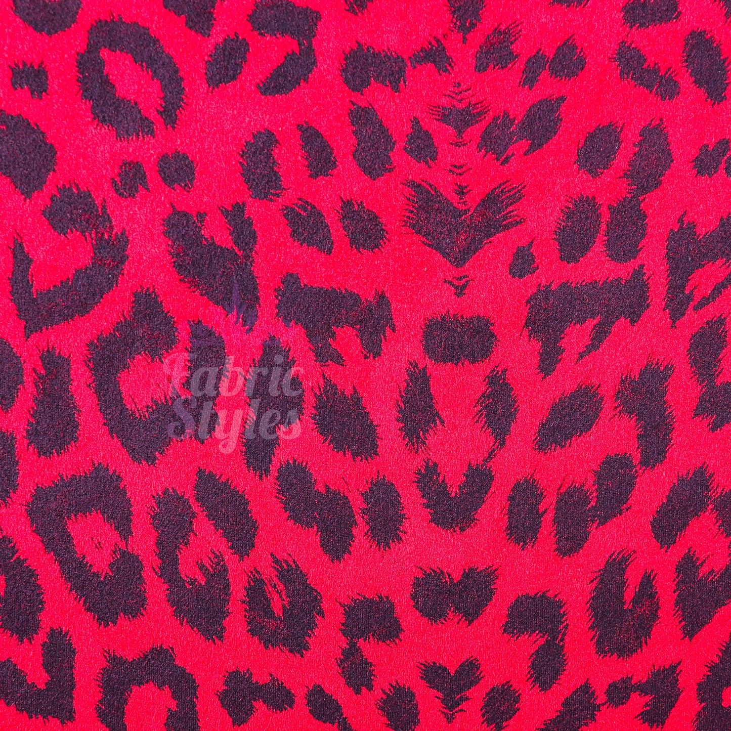 Red Leopard Animal Scuba Suede Fabric