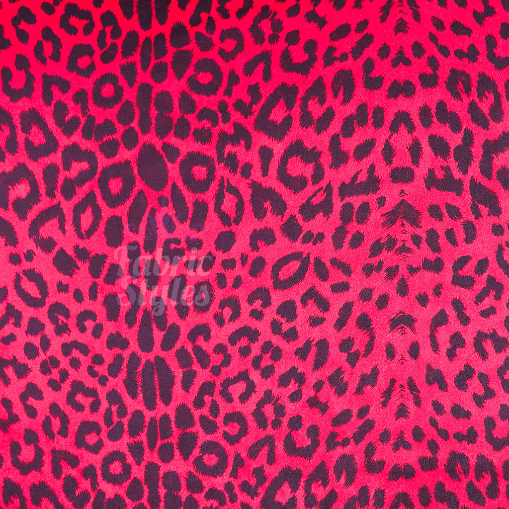 Red Leopard Animal Scuba Suede Fabric