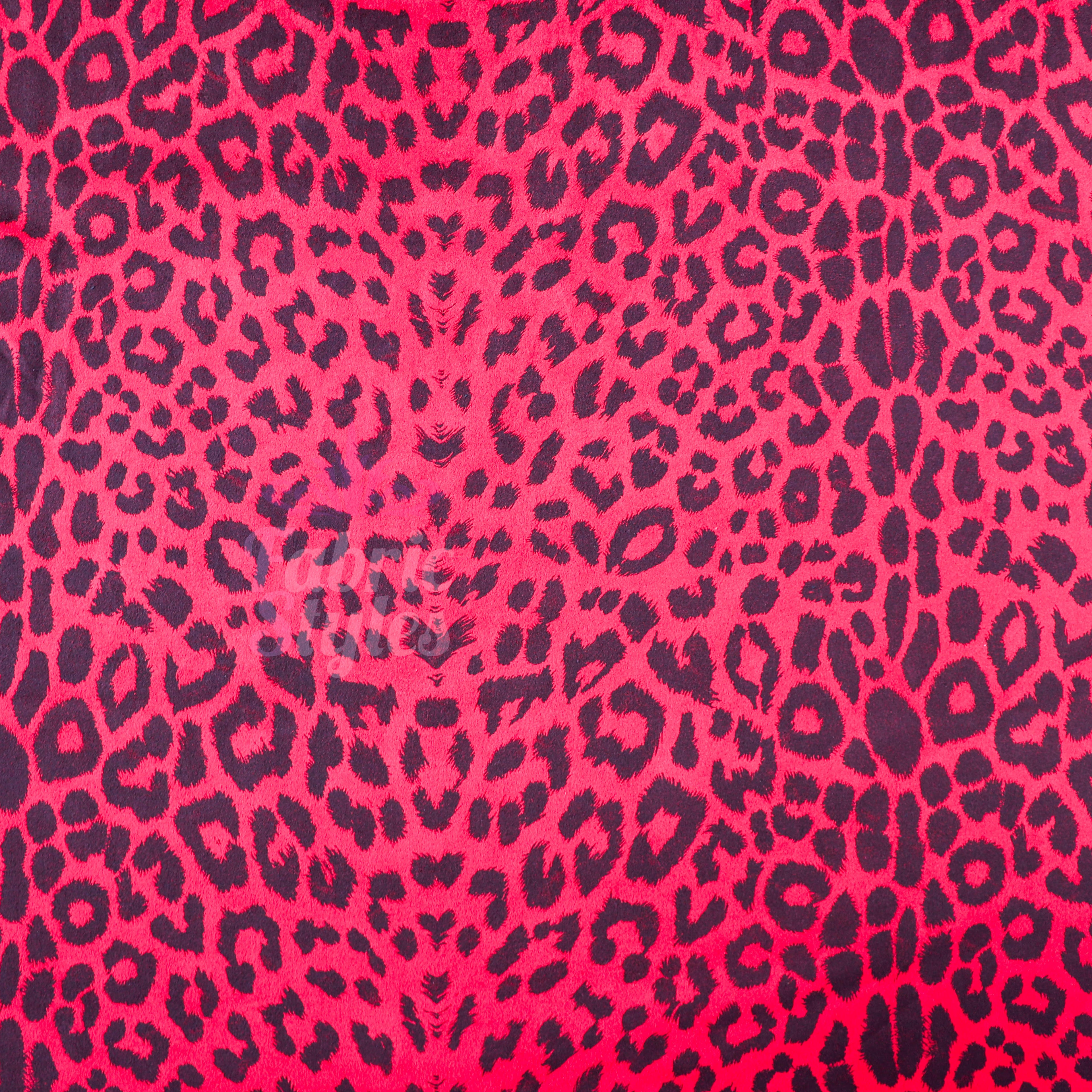 Red Leopard Animal Scuba Suede Fabric