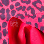 Red Leopard Animal Scuba Suede Fabric