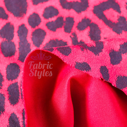 Red Leopard Animal Scuba Suede Fabric