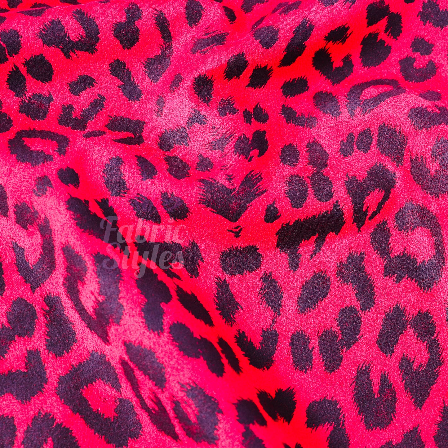Red Leopard Animal Scuba Suede Fabric