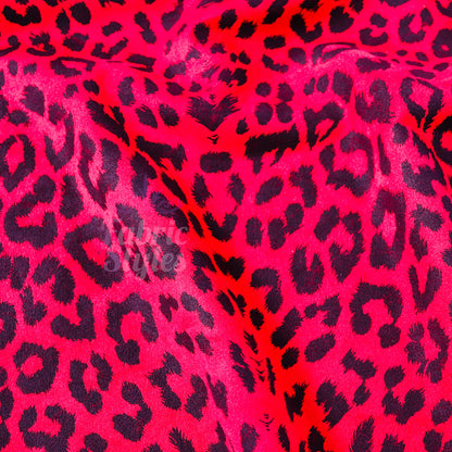 Red Leopard Animal Scuba Suede Fabric