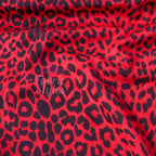 Red Leopard Animal Scuba Suede Fabric