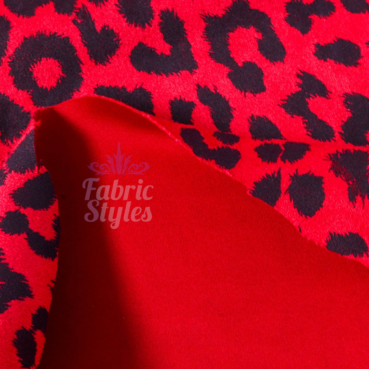 Red Leopard Animal Scuba Suede Fabric