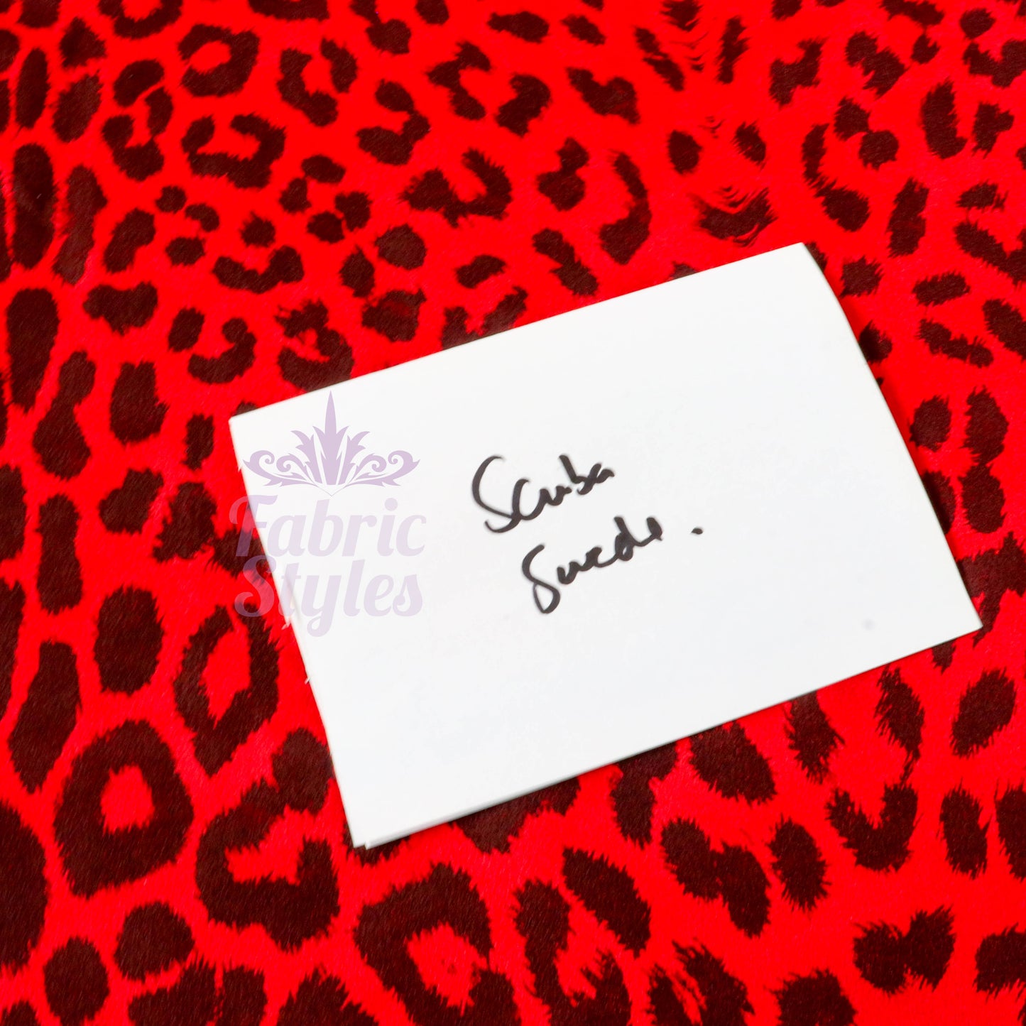 Red Leopard Animal Scuba Suede Fabric