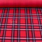 Red Tartan Check High Stretch Crepe Fabric