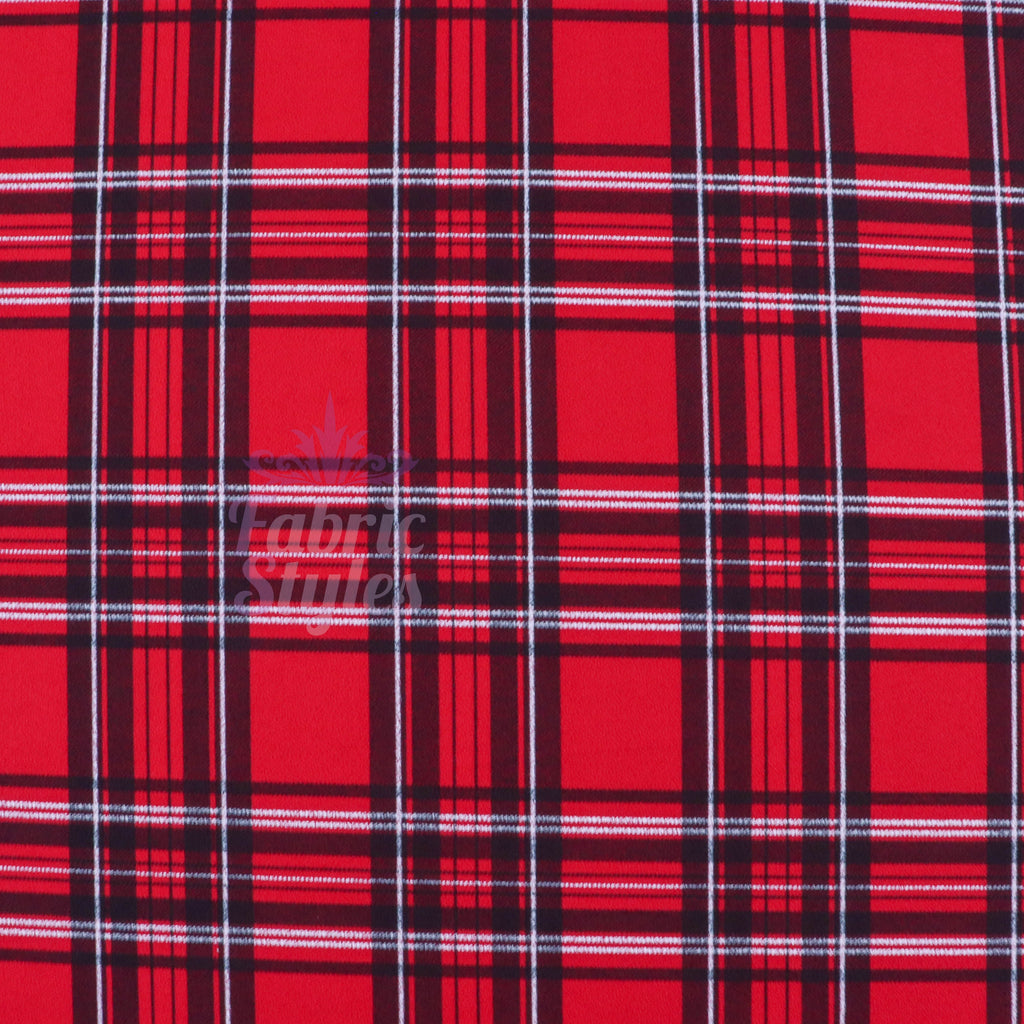 Red Tartan Check High Stretch Crepe Fabric