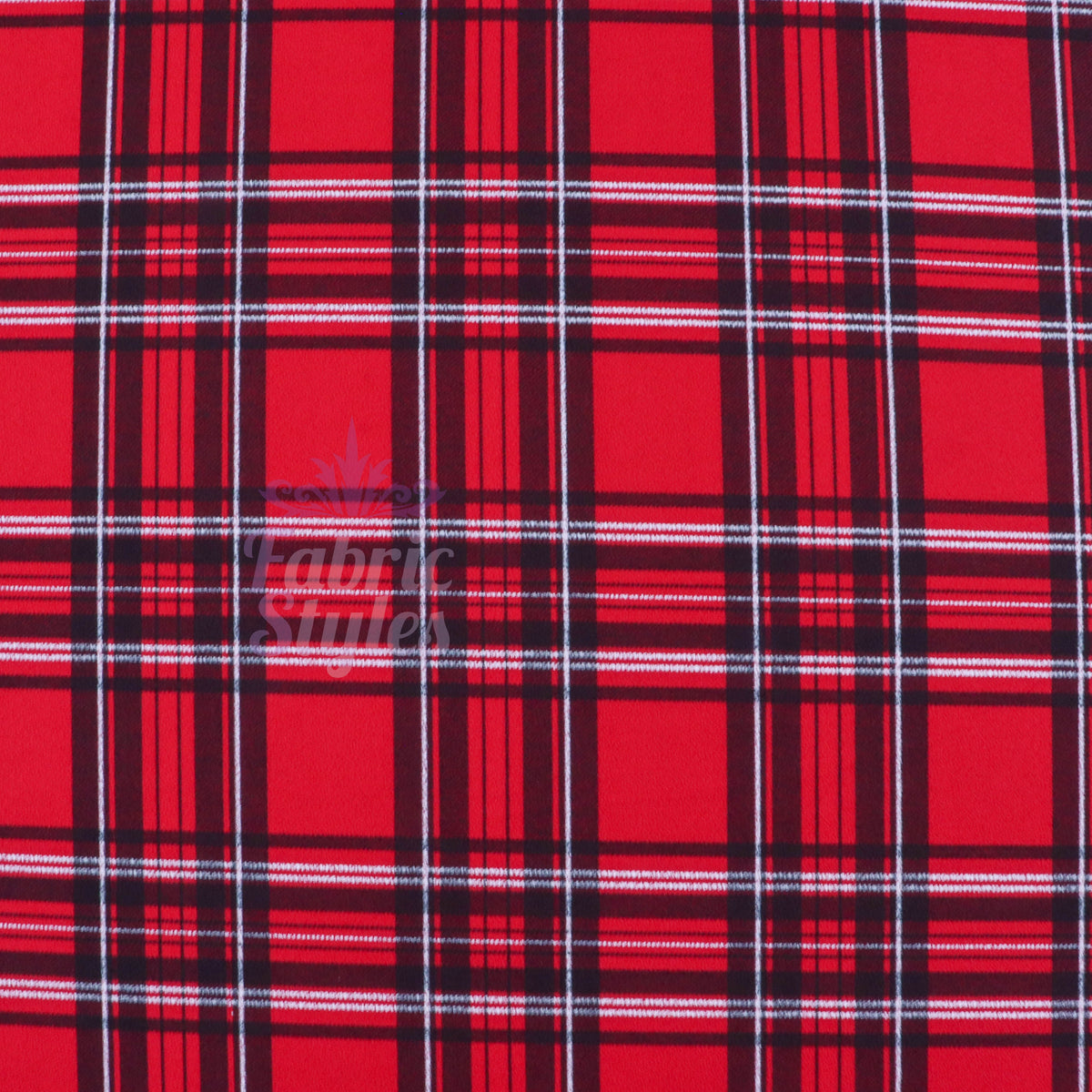 Red Tartan Check High Stretch Crepe Fabric