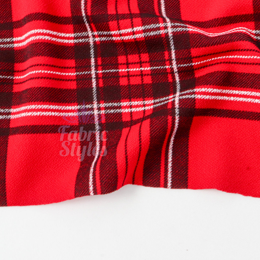 Red Tartan Check High Stretch Crepe Fabric