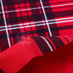 Red Tartan Check High Stretch Crepe Fabric