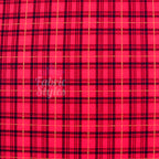 Red Tartan Check Waffle Stretch Textured Fabric
