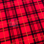 Red Tartan Check Waffle Stretch Textured Fabric
