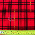 Red Tartan Check Waffle Stretch Textured Fabric