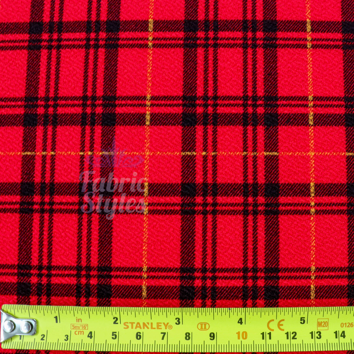 Red Tartan Check Waffle Stretch Textured Fabric
