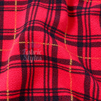 Red Tartan Check Waffle Stretch Textured Fabric