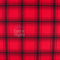 Red & Black Tartan Check Polyester Elastane 2 Way Stretch Fabric 240gsm